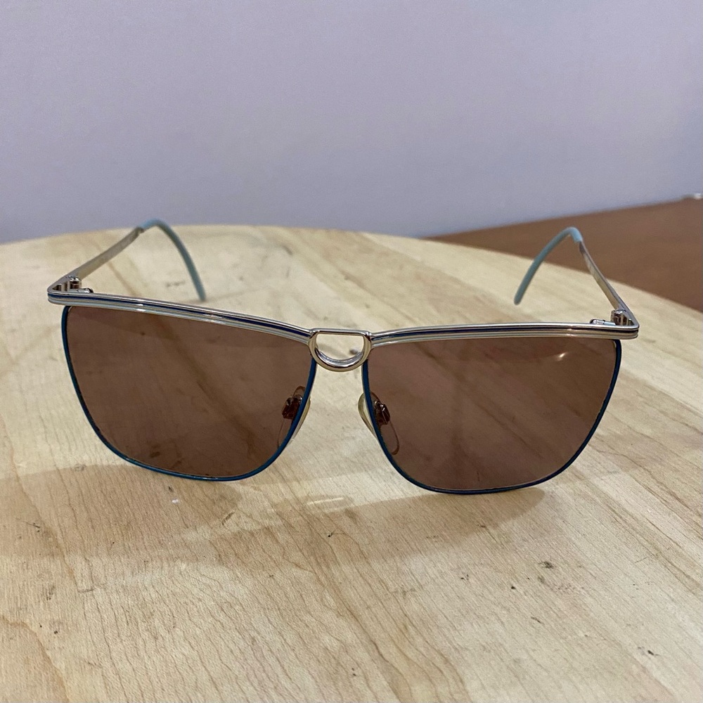 Gucci Vintage 70s Sunglasses Silver Plated Blue Authentic Sz 58-11-135 2204 Y2K - Picture 12 of 16